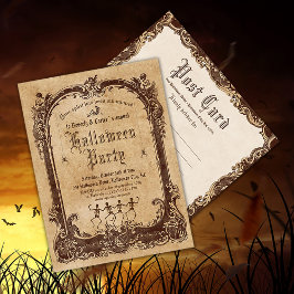 ヴィンテージビクトリアンハローウィンパーティ葉書 ポストカード