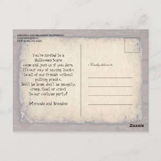 ヴィンテージビクトリアンハローウィンパーティ葉書 ポストカード (裏面)