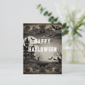 ヴィンテージビクトリアンハ幽霊のよく出るウスハッピーハローウィン シーズンポストカード (スタンド正面)