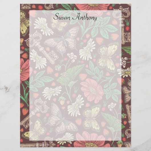 ヴィンテージビクトリアンバタフライオールド鍵デイジー紙 (裏面)