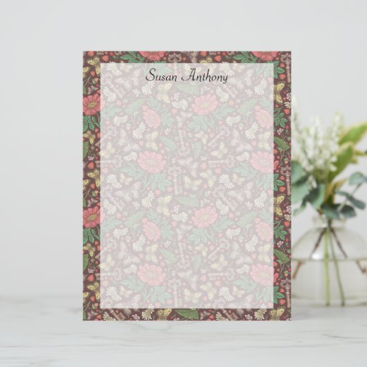 ヴィンテージビクトリアンバタフライオールド鍵デイジー紙 (スタンド正面)