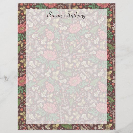 ヴィンテージビクトリアンバタフライオールド鍵デイジー紙 (正面)