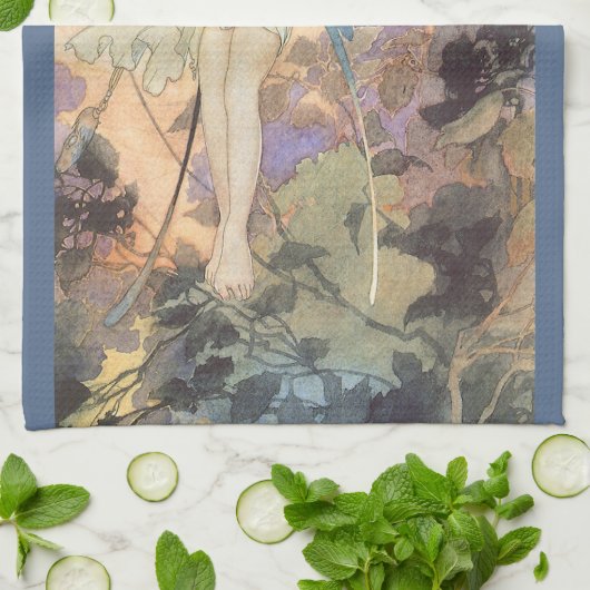 ヴィンテージビクトリアンバタフライフェアリーバイロビンソン キッチンタオル (折り畳み)