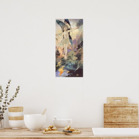 ヴィンテージビクトリアンバタフライフェアリーバイロビンソン ポスター (キッチン)