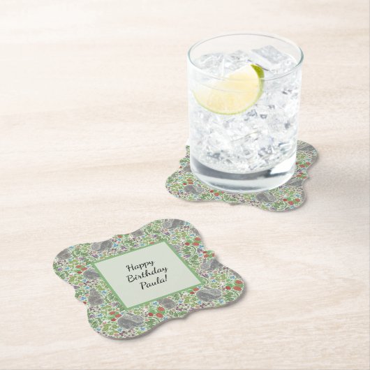 ヴィンテージビクトリアンバニーラビットベリーガーデンイースター ペーパーコースター (インサイチュ)