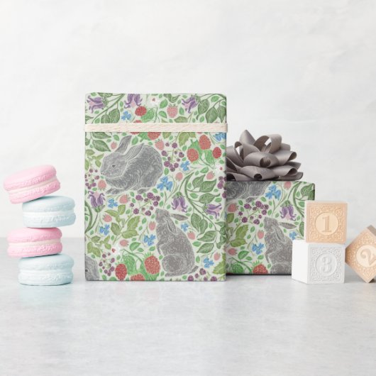 ヴィンテージビクトリアンバニーラビットベリーガーデンイースター ラッピングペーパー (ベビーシャワー)