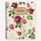 ヴィンテージビクトリアンバラパターン名前をカスタムする ノートブック (正面)