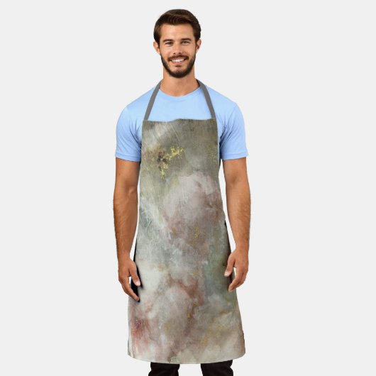 ヴィンテージビクトリアンバラフローラと金ゴールドアクセント エプロン (着用した状態)