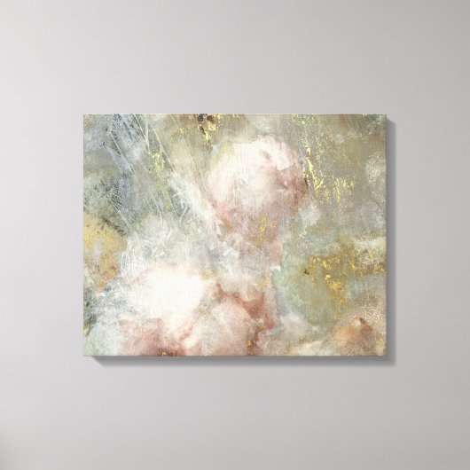 ヴィンテージビクトリアンバラフローラと金ゴールドアクセント キャンバスプリント (正面)