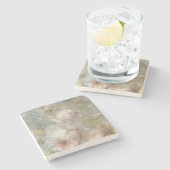 ヴィンテージビクトリアンバラフローラと金ゴールドアクセント ストーンコースター (横)