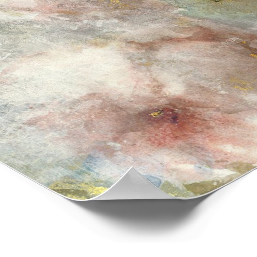 ヴィンテージビクトリアンバラフローラと金ゴールドアクセント ポスター (角)