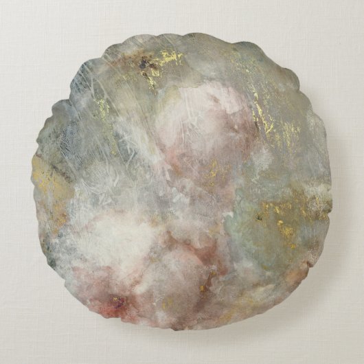 ヴィンテージビクトリアンバラフローラと金ゴールドアクセント ラウンドクッション (正面)