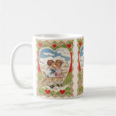 ヴィンテージビクトリアンバレンタインのハート コーヒーマグカップ (左)