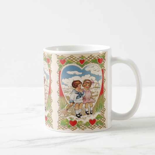 ヴィンテージビクトリアンバレンタインのハート コーヒーマグカップ (右)
