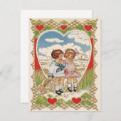 ヴィンテージビクトリアンバレンタインのハート シーズンカード (正面/裏面)