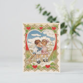 ヴィンテージビクトリアンバレンタインのハート シーズンポストカード (スタンド正面)