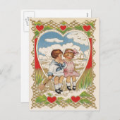 ヴィンテージビクトリアンバレンタインのハート シーズンポストカード (正面/裏面)