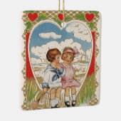 ヴィンテージビクトリアンバレンタインのハート セラミックオーナメント (右)