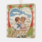 ヴィンテージビクトリアンバレンタインのハート セラミックオーナメント (左)