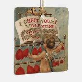 ヴィンテージビクトリアンバレンタインの日，キュピッドとハート セラミックオーナメント (右)