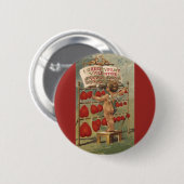 ヴィンテージビクトリアンバレンタインの日，キュピッドとハート 缶バッジ (正面&裏面)