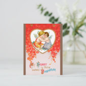 ヴィンテージビクトリアンバレンタインの日、ハートのチェルブス シーズンポストカード (スタンド正面)