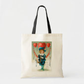 ヴィンテージビクトリアンバレンタインの日、ハート付き少年 トートバッグ (正面)