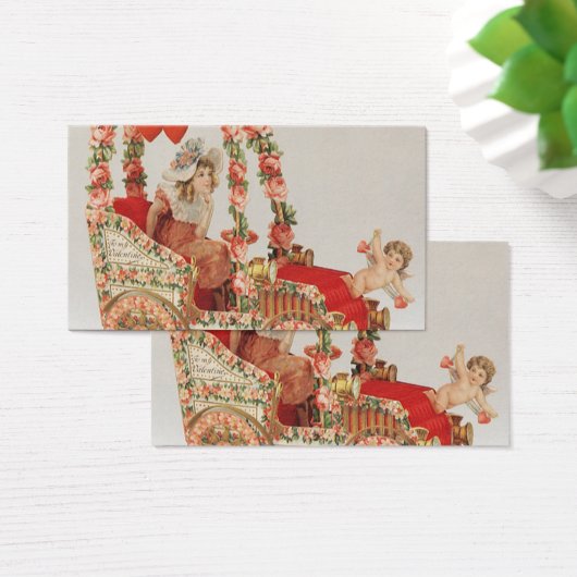 ヴィンテージビクトリアンバレンタインの日，花を伴う車 (デスク)