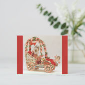 ヴィンテージビクトリアンバレンタインの日,花を伴う車 シーズンポストカード (スタンド正面)