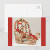 ヴィンテージビクトリアンバレンタインの日,花を伴う車 シーズンポストカード (正面/裏面)