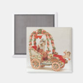 ヴィンテージビクトリアンバレンタインの日,花を伴う車 マグネット (正面/裏面)