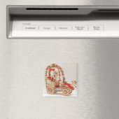 ヴィンテージビクトリアンバレンタインの日,花を伴う車 マグネット (インサイチュ (食洗機))