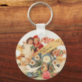 ヴィンテージビクトリアンバレンタインの日、飛行機の子供たち キーホルダー (正面)