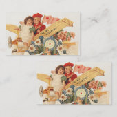 ヴィンテージビクトリアンバレンタインの日、飛行機の子供たち ノートカード (正面/裏面)