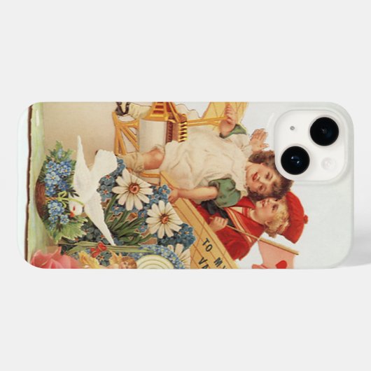ヴィンテージビクトリアンバレンタインの日、飛行機の子供たち Case-Mate iPhoneケース (裏面 (横))