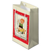 ヴィンテージビクトリアンバレンタインの男の子，猫と犬 スモールペーパーバッグ (正面アングル)