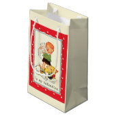 ヴィンテージビクトリアンバレンタインの男の子,猫と犬 スモールペーパーバッグ (裏面アングル)