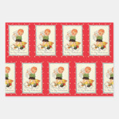 ヴィンテージビクトリアンバレンタインの男の子，猫と犬 ラッピングペーパーシート (正面)