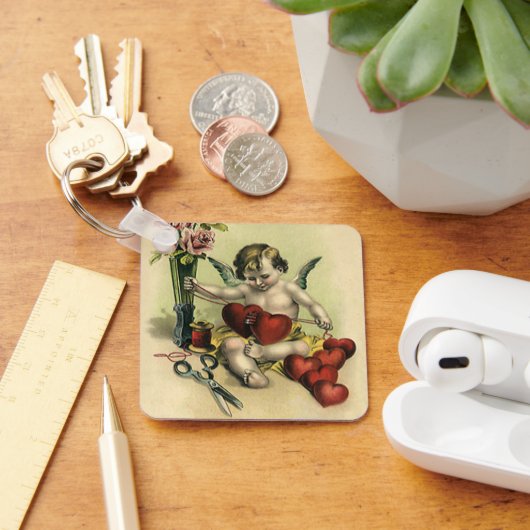 ヴィンテージビクトリアンバレンタインデイエンジェルシームス キーホルダー (デスク)