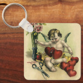 ヴィンテージビクトリアンバレンタインデイエンジェルシームス キーホルダー (正面)