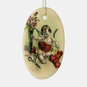 ヴィンテージビクトリアンバレンタインデイエンジェルシームス セラミックオーナメント (右)
