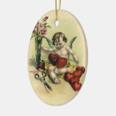 ヴィンテージビクトリアンバレンタインデイエンジェルシームス セラミックオーナメント (左)