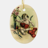 ヴィンテージビクトリアンバレンタインデイエンジェルシームス セラミックオーナメント (裏面)