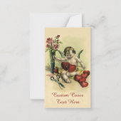 ヴィンテージビクトリアンバレンタインデイエンジェルシームス ノートカード (正面)