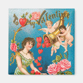 ヴィンテージビクトリアンバレンタインデイエンジェルス マグネット (正面)