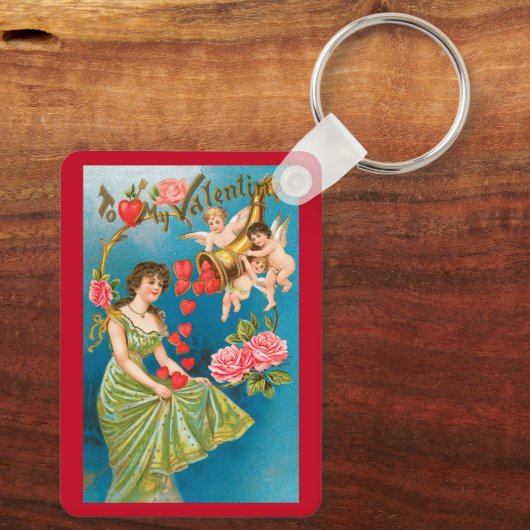 ヴィンテージビクトリアンバレンタインデイエンジェル&ハート キーホルダー (裏面)