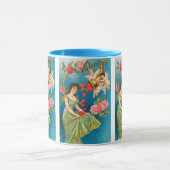 ヴィンテージビクトリアンバレンタインデイエンジェル&ハート マグカップ (中央)