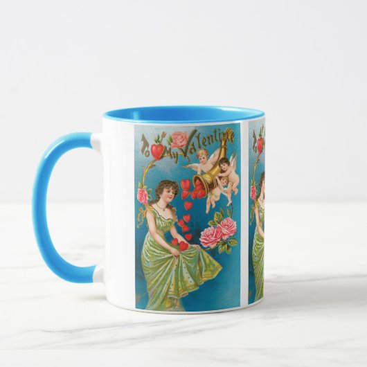 ヴィンテージビクトリアンバレンタインデイエンジェル&ハート マグカップ (左)