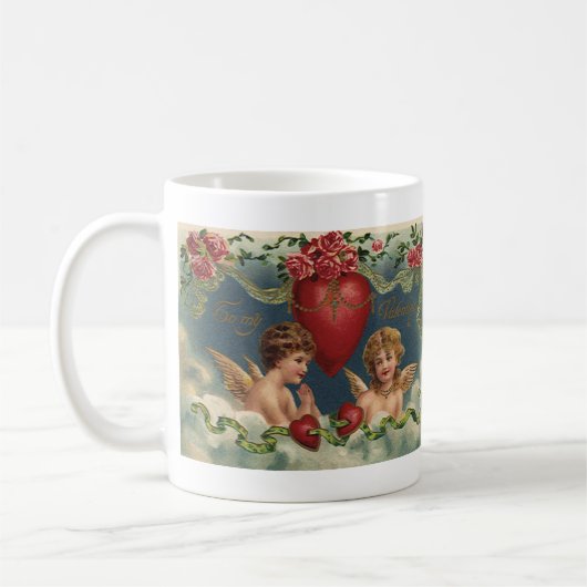 ヴィンテージビクトリアンバレンタインデエンジェルズイン天国 コーヒーマグカップ (左)
