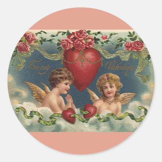 ヴィンテージビクトリアンバレンタインデエンジェルズイン天国 ラウンドシール (正面)